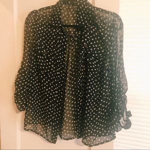 Sheer Black and Cream Button Down